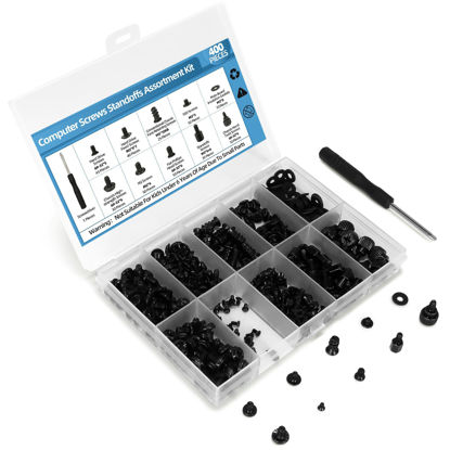 Picture of 400PCS Computer Screws Assortment Kit with Screwdriver Motherboard Standoffs Screws for Universal Motherboard, HDD, SSD, Hard Drive,Fan, Power Supply, Graphics, PC Case, DIY Installation and Repair