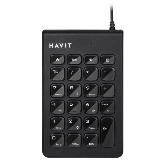 Picture of havit Number Pad, USB Numpad for Laptop Desktop Computer, Wired 23 Keys Numeric Keypad with Calculator for Accountants