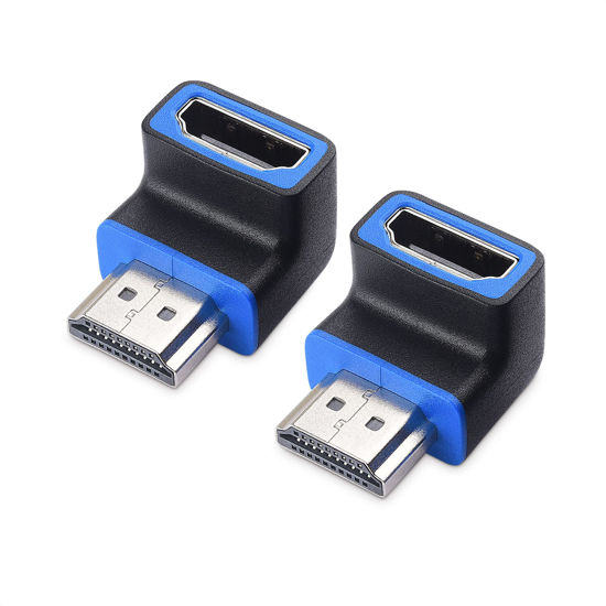 Picture of Cable Matters 2-Pack 8K@60Hz 90 Degree Right Angle HDMI 2.1 Adapter 48Gbps (8K HDMI 90 Degree Adapter, 4K@240Hz 90 Degree HDMI Adapter Male to Female, 8K Right Angle HDMI Cable Adapter) in Black