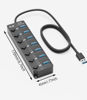 Picture of USB 3.0 Hub, PANPEO 7-Port USB Data Hub Splitter with 3ft Long Cable USB Extension for Laptop,PC Computer,Surface Pro, PS4/5, Flash Drive, Mobile HDD - with LED Individual On/Off