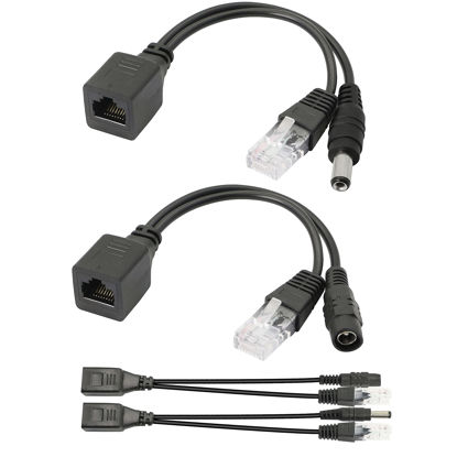 Picture of Passive POE Adapter Cable,2Pair POE Injector and POE Splitter Kit with 5.5x2.1mm DC Connector for WLAN, Routers, Switches,Internet Telephony,IP Cameras