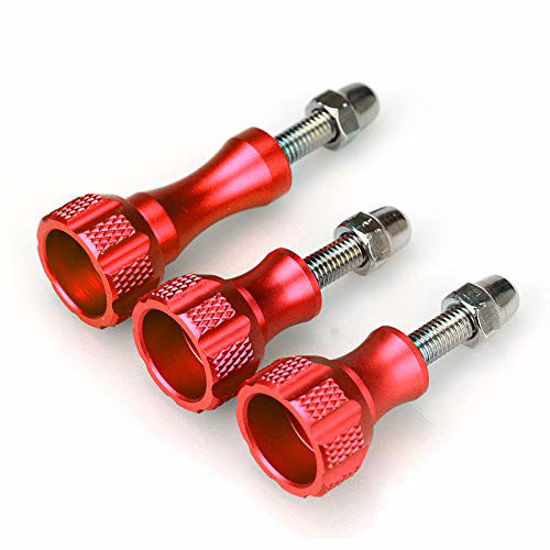 Picture of SLFC 3 Pcs Aluminum Alloy Thumbscrews for GoPro Hero 2018, GoPro Fusion, GoPro Hero 8/7/6/5/4/3/2/1 and DJI Osmo Action, 8 Colors, Very Durable, Standard Camera Mounts Screws (Red)