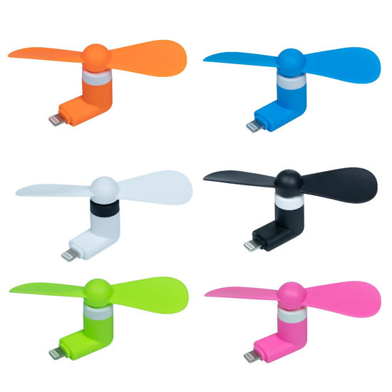 Picture of MIUOLV iPhone Fan, 6 Pack Mini Cell Phone Fan Portable Colorful and Powerful Mobile Fan Compatible with iPhone 14/14Pro Max/13/13 Pro Max/12/12 Pro Max/11/11 Pro/11 Pro Max/X/Xs/Xr/iPad