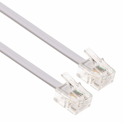 Picture of RJ11 Cable ADSL 50ft Extension Lead Phone Cord Telephone Plug High Speed Xfinity Internet Broadband Male to Male Router and Modem to RJ11 Phone Socket, Microfilter, Landline Wire (White)