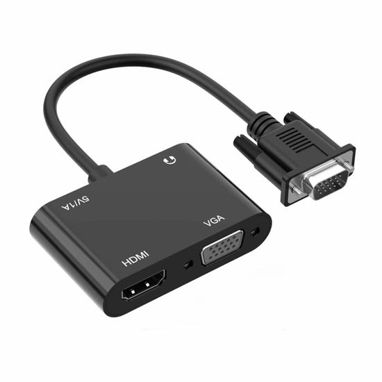 Picture of SZYCD VGA to HDMI VGA Audio Video Cable Splitter with 3.5mm Audio USB Power for Computer, Desktop, Laptop, PC, Monitor, Projector, HDTV，Supports Dual Display