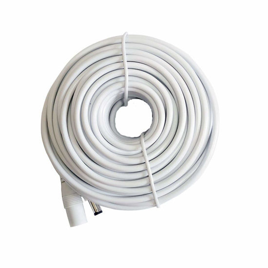 Picture of 12V DC Power Extension Cable 50ft 2.1mm x 5.5mm Plug Compatible with 12V Power Adaper for Home CCTV Security Camera IP Camera DVR NVR White