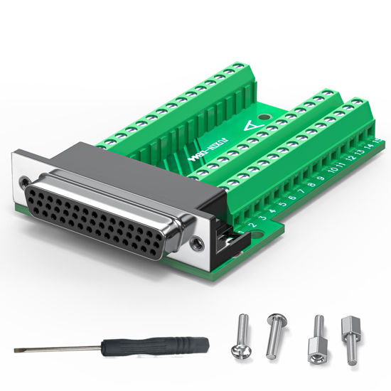 Picture of JUXINICE DB44 Female Connector to Terminal Block, HDB44 Breakout Board No Soldering Needed D-SUB 44-pin Adapter to Terminal Connector Signal Module with Bolts Nuts