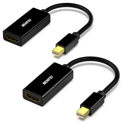 Picture of Mini DisplayPort to HDMI Adapter 2 Pack, Benfei Mini DP(Thunderbolt) to HDMI Converter Gold-Plated Cord Compatible for MacBook Pro, MacBook Air, Mac Mini, Microsoft Surface Pro 3/4, etc