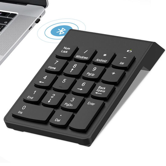 Picture of Bluetooth Number Pad Wireless Numeric Keypad 10 Key Numpad for Laptops Compatible with ChromeBook, ThinkBook, MateBook, Inspiron Computer Desktop Office Accessories Financial Accounting Pad