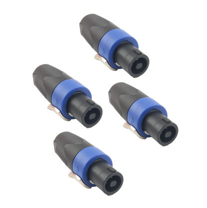 Picture of Devinal Professional SpeakOn Speaker Adapter Connectors 4 Pole Plug Twist Lock compatible with Neutrik Speakon NA4LJ, NA4LJX, NL4MP, NL4MPR, NL4FC, NL4FX, NL4 & NL2 Series, NL2FC, Speak-On- 4 PACK