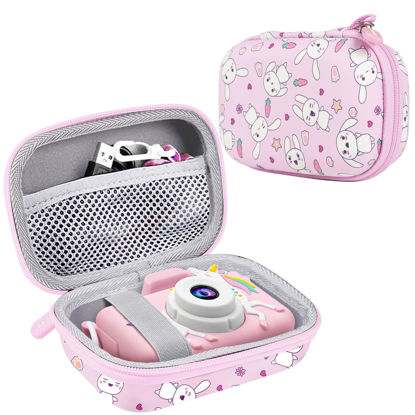 Picture of Leayjeen Kids Camera Case Compatible with Goopow/Mgaolo/CIMELR/Seckton/OZMI/Dylanto Kids Camera Toys, Easter Bunny give Easter eggs as gifts to good kids. (Case Only) Pink Rabbit