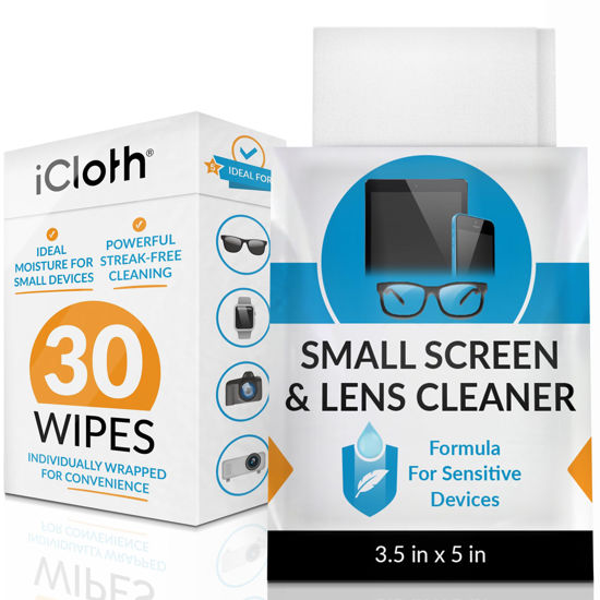 Picture of iCloth Eyeglass Cleaning Wipes: Easy and Fast Lens Cleaning and Screen Cleaning Wipes for Reliable, Streak-Free Screen Wipes - Individually Wrapped for Convenience