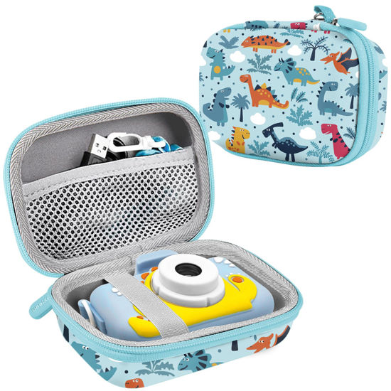 Picture of Leayjeen Kids Camera Case Compatible with OUTUVAS/Goopow/Mgaolo/HOOMOON/Kids Camera Toys and Kids Digital Video Camcorder Camera,Best Easter Birthday Festival Gift -Light Blue Dinosaur(Case Only)