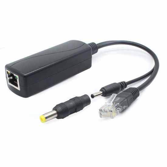 Picture of ANVISION 5V Gigabit PoE Splitter, 48V to 5V 2.4A Adapter, Plug 3.5mm x 1.35mm, 5.5mm x 2.1mm Connector, IEEE 802.3af Compliant, for IP Camera and More