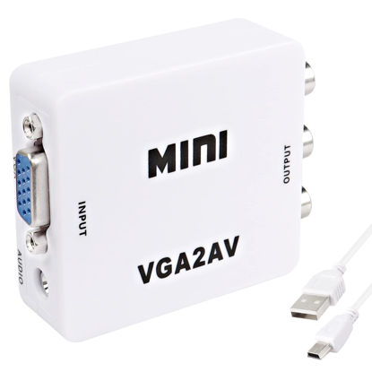 Picture of XMSJSIY VGA to AV RCA Composite Converter Adapter Box with USB Power Cable HD 1080P Audio Video Converter PC to TV Set Top Box