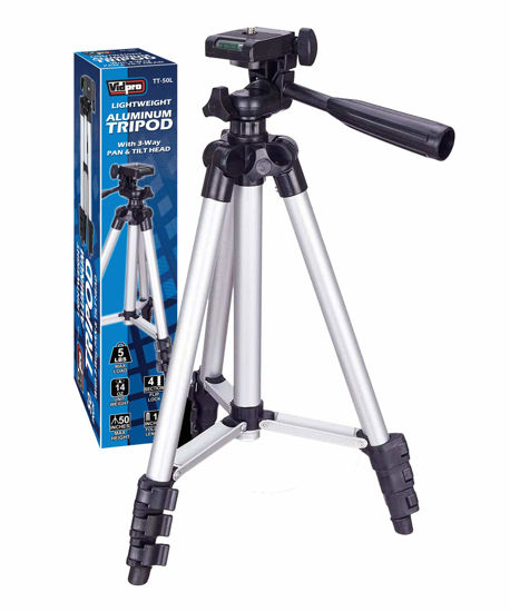 Picture of Vidpro TT-50L 50 Inch Lightweight Aluminum Tripod with 3 Way Pan & Tilt Head