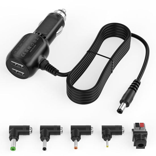 Picture of 12 Volt DC Car Charger for Portable DVD Player, Universal Replacement Cigarette Lighter Power Cord for RCA, DBPOWER, Sylvania DVD Player, Snailax Seat Cushion, Breast Pump, Dual USB Port Car Charger