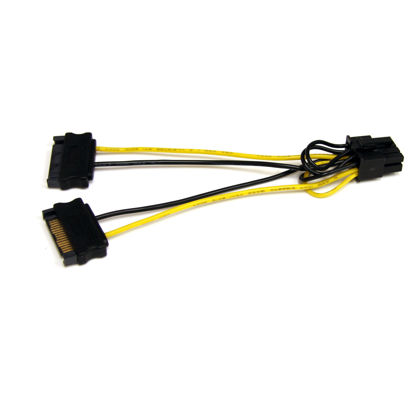 Picture of StarTech.com 6in SATA Power to 8 Pin PCI Express Video Card Power Cable Adapter - SATA to 8 pin PCIe power (SATPCIEX8ADP)