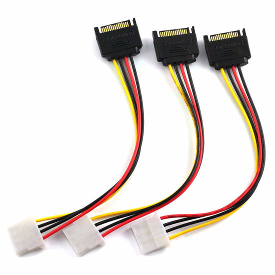 Picture of SDTC Tech 3pcs SATA Male to 4pin Molex Female Power Adapter Cable Serial ATA Extension Cable for 3.5 inches HDD/SSD/SD ROM (20cm)