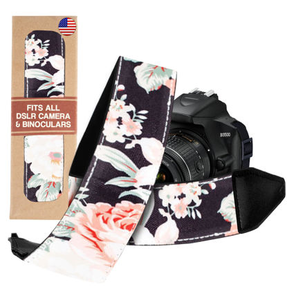 Picture of Art Tribute Camera Strap for All DSLR and Mirrorless Cameras Including Binoculars. Universal Strap, Rose Floral Pattern Neck Shoulder Camera Strap for Canon, Nikon, Sony, Fujifilm Digital Cameras