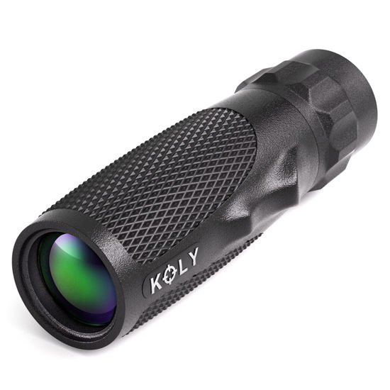 Picture of Koly BAK-4 Prism 10X25 Monocular Telescope, Compact Weather Resistant Scope with Snake Skin Grip, Designed for Bird Watching, Hiking, Hunting, Archery, and More, 10X Magnification, Black