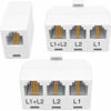 Picture of NECABLES 2+1Pack 2pcs Phone Jack Splitter 2 Line Adapter RJ11 1 Male to 3 Females (L1, L2, L1+L2) and 1pc Telephone Line Coupler White