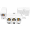 Picture of NECABLES 2+1Pack 2pcs Phone Jack Splitter 2 Line Adapter RJ11 1 Male to 3 Females (L1, L2, L1+L2) and 1pc Telephone Line Coupler White