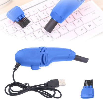 Picture of WUSAIRX Pro Vacuum Cleaner, USB Charging Mini Keyboard Vacuum Cleaner with Light, Dust Crumbs Cleaning Brush Kit for Keyboard, Desk, Sewing Machine, Piano, Drawers, Window Crevices(Dark Blue)