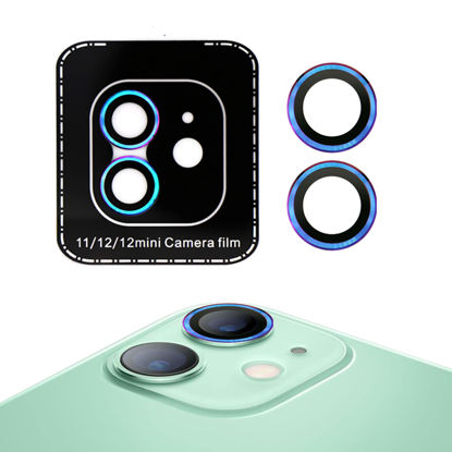 Picture of SUWEI Camera Lens Protector,for iPhone 11/12/12mini,Aluminum Alloy Lens Ring Cover,Screenprotector Lens Shield, Precise Positioning of The Lens Mounting Plate, Dazzling Colors.(11/12/12mini)