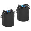 Picture of PATIKIL Camera Lens Bag, 2 Pcs 3.5" IDx5.5 H Drawstring Lens Pouch with Thick Protective Neoprene, Lens Case for DSLR Camera Lens, Water Coffee Cups, Black, Blue