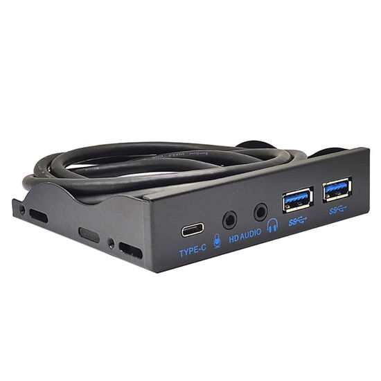 Picture of JMT 3.5in USB3.2 Gen2 Floppy Drive Front Panel 10Gbps with Audio Port USB-C Port 19Pin/9Pin Suitable for Type-E Interface 3.5in Floppy Disk Bay (with USB 3.0 19Pin)