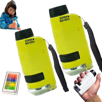 Picture of Minilabsters Miniscope Kids, Mini Labsters Portable Microscope, The Miniscope, Miniscope Portable Microscope Kids Minilabsters, Handheld Pocket Microscope for Scientific Experiment (Green *2)