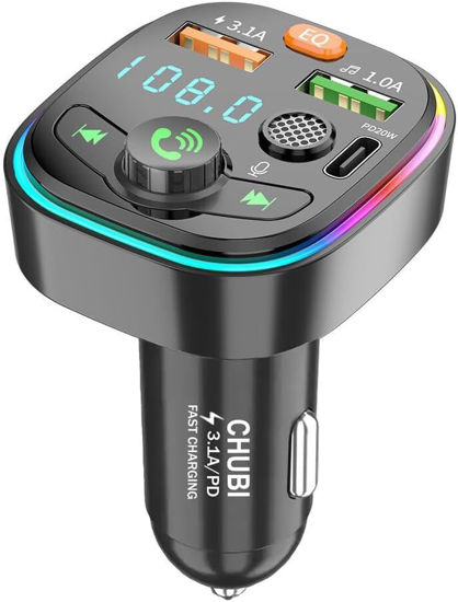 Picture of Generic Bluetooth Car Adapter, Fm Transmitter Bluetooth, Wireless Modulator with Led Display Car Kit, Fast Car Charger & USB C Port, MP3 Player Radio Kit for Car Stereo, 12V Cigarette Lighter Adapter