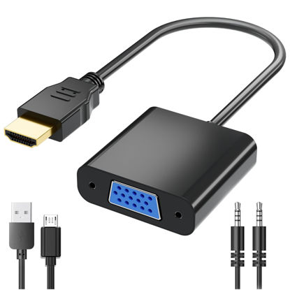 Picture of PANPEO HDMI to VGA, Gold-Plated HDMI to VGA Adapter (Male to Female) Contain 3.5mm Audio Port and Power Supply Port Computer, Desktop,Laptop,PC,Monitor,Projector,HDTV,Roku,Xbox,Support 4K 1080P