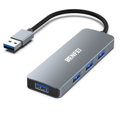 Picture of BENFEI USB 3.0 Hub, 4 Ports USB A Splitter Ultra-Slim USB Expander for Mouse, Keyboard, Flash Drive, U Disk, Printer Compatible with Laptop, Desktop PC, Xbox, PS5, and More