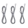 Picture of LanSenSu Telephone landline Extension Cord Cable Cord with Standard RJ-11 6P4C Plug (6Ft-3Pack-Silver, Silver)