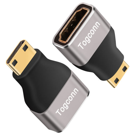 Picture of 8K Mini HDMI to HDMI Adapter (2 Pack), HDMI Female to Mini HDMI Male HDMI 2.1 Bidirectional Connector, Gold-Plated Plugs, Supports 8K@60Hz,4K@120Hz, HDR 3D, for Raspberry Pi Zero, Camera, Monitor