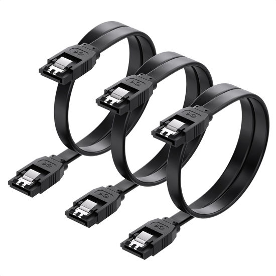 Picture of Cable Matters 3-Pack SATA III 6.0 Gbps SATA Cable 18 Inches (SATA Cable for SSD, SATA SSD Cable, SATA 3 Cables) Black