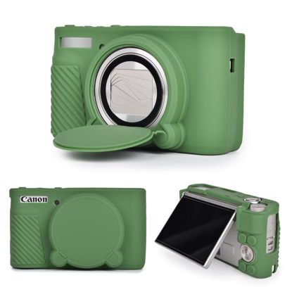 Picture of MUZIRI KINOKOO Camera Case for Canon PowerShot SX740 SX730 HS Camera - Soft Silicone Bag for Canon SX730 SX740 HS Camera with Removeable Lens Cover - Slim Fit Lightweight - Green