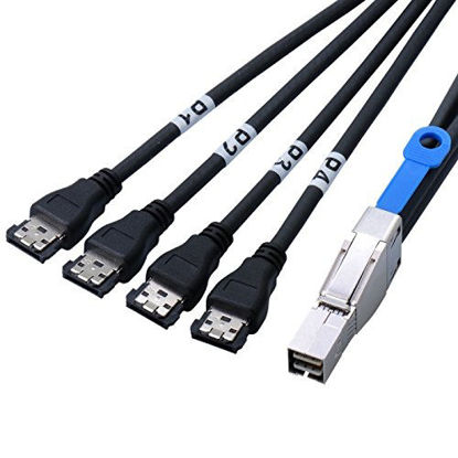 Picture of Micro SATA Cables SAS HD SFF-8644 Host to 4 eSATA Fanout Cable -1 Meter