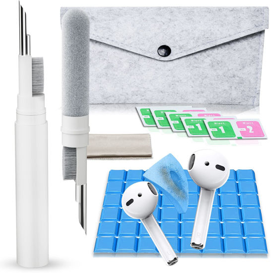 Picture of Cleaner Kit for Airpods, Earbuds Cleaning kit for Airpods Pro 1 2 3, Phone Cleaner kit with Brush for Bluetooth Earbuds Cleaner, Wireless Earphones,iPhone,Laptop, Camera (White)