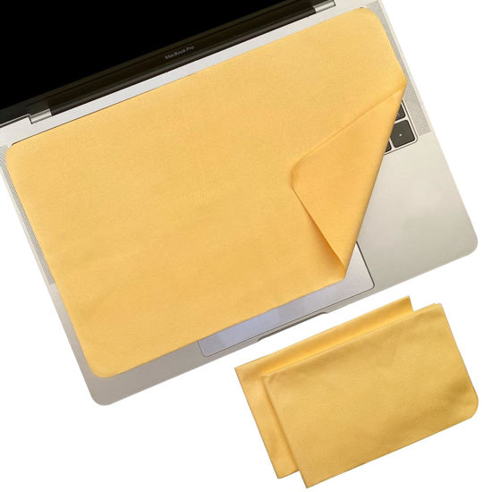 Picture of 2 Pack Microfiber Liner Cleaning Cloth 13" with Screen Keyboard Imprint Protection, Laptop Keyboard Protector Compatible with MacBook Pro/AIR 13" and MacBook PRO 14"-Yellow