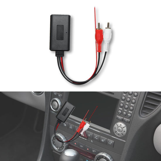 Picture of Car Wireless Bluetooth Cable Adapter, Car Bluetooth Wireless Connection Adapter, Bluetooth Wireless Module Adapter, Car Bluetooth Module Music Receiver with 2 RCA AUX Audio for Most Vehicles