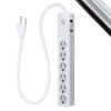 Picture of GE 6-Outlet Surge Protector, 2 Ft Extension Cord, Power Strip, 450 Joules, Twist-to-Close Safety Covers, UL Listed, White, 33656