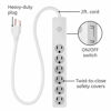 Picture of GE 6-Outlet Surge Protector, 2 Ft Extension Cord, Power Strip, 450 Joules, Twist-to-Close Safety Covers, UL Listed, White, 33656