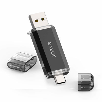 Picture of Type C Flash Drive, 2 in 1 OTG USB C+ USB 3.0 Dual Drive Waterproof Memory Stick with Keychain Metal for Computer, MacBook,Google's Chromebook Pixel,Samsung Galaxy (TYPE-C128GB)