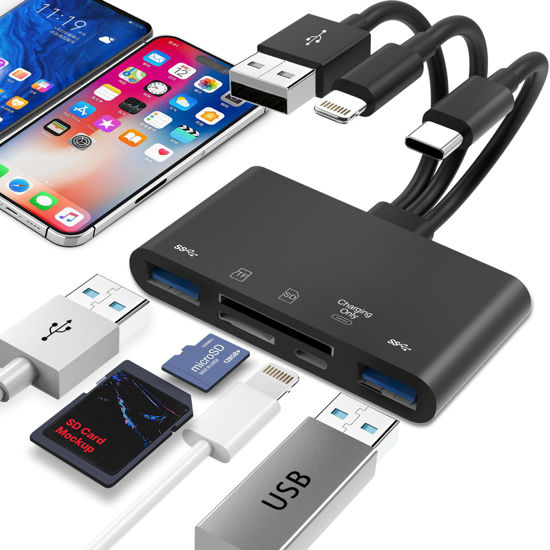 Picture of 5-in-1 SD Card Reader for i-Phone,Memory Card Reader&USB OTG Adapter,USB C and USB A Devices with Micro SD & SD Card Slots, Supports SD/Micro SD/SDHC/SDXC/MMC