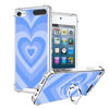 Picture of OOK Compatible with iPod Touch5/6/7 Generation Case Ring Holder for Girls Woman,Soft TPU Bumper PC Back Shockproof Protective Case-Blue Love Heart