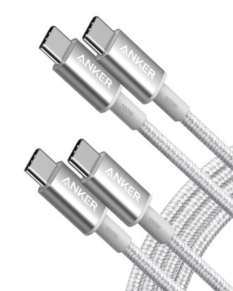 Picture of Anker 6ft USB C to C Cable (100W, 2-Pack), Type C Charger Fast Charging for MacBook Pro, iPad Air, Samsung Galaxy, Pixel, Switch, LG, and More (Silver)