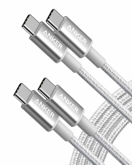 Picture of Anker USB C to USB C Cable, New Nylon USB C Charger Cable (6FT, 2Pack), Type C 60W(3A) for iPhone 15/15 Pro/15 Plus/15 Pro Max and More(Silver)